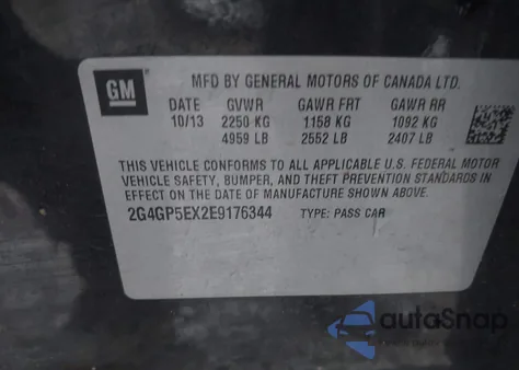 2014 Buick Regal Turbo Premium I из США, поврежденный, VIN 2G4GP5EX2E9176344